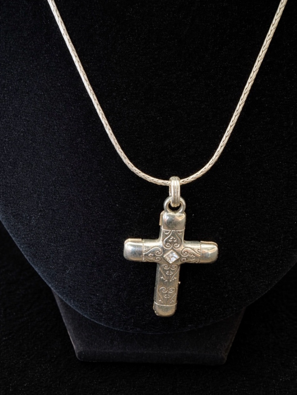Brighton Silver-Tone Ornate Cross Pendant Necklace